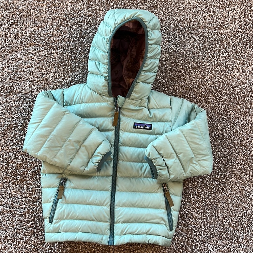 Little girls reversible down sweater hoodie